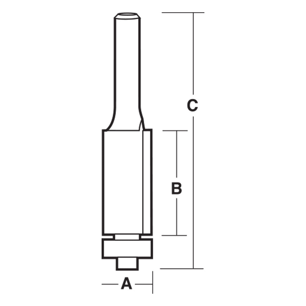 TRIM BIT FLUSH 15.9MM TCT, 2 FLT 1/4 SHK W/BEAR t8020b