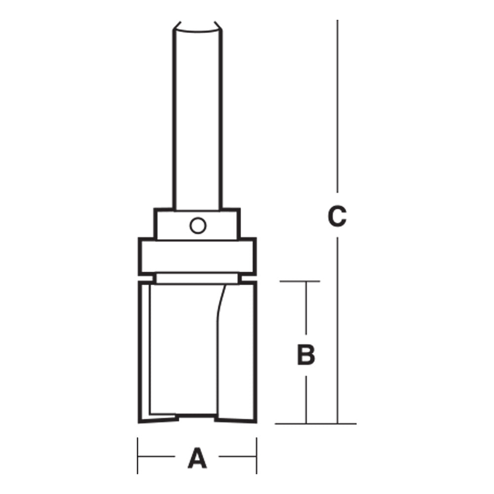 TRIM BIT FLUSH INV 12.7MM TCT, 2 FLT 1/2 SHK W/BEAR tx8224b1-2
