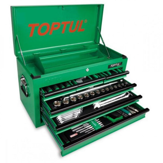 Tool Kit 120pc w/ 6 Drawer GREEN Top Box SAE/MM *IND* gcbz120a