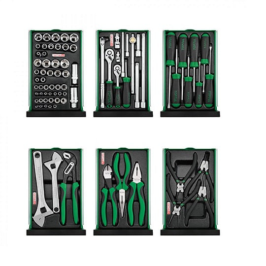 Tool Kit 186pc w/ 9 Drawer GREEN Top Box SAE/MM gcbz186a