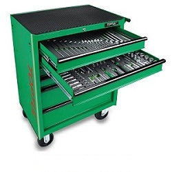 Tool Kit Roll Cabinet GREEN 18 Trays Metric 401 Pcs tcac0701k401