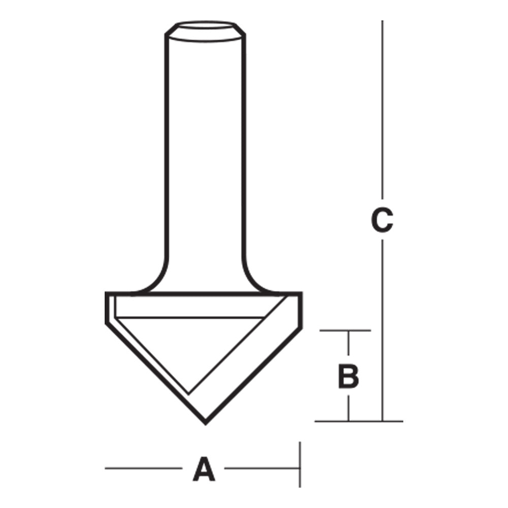 VEE GROOVE BIT 50.8 X 90 DEG TCT 1/2 SHK t12401-2